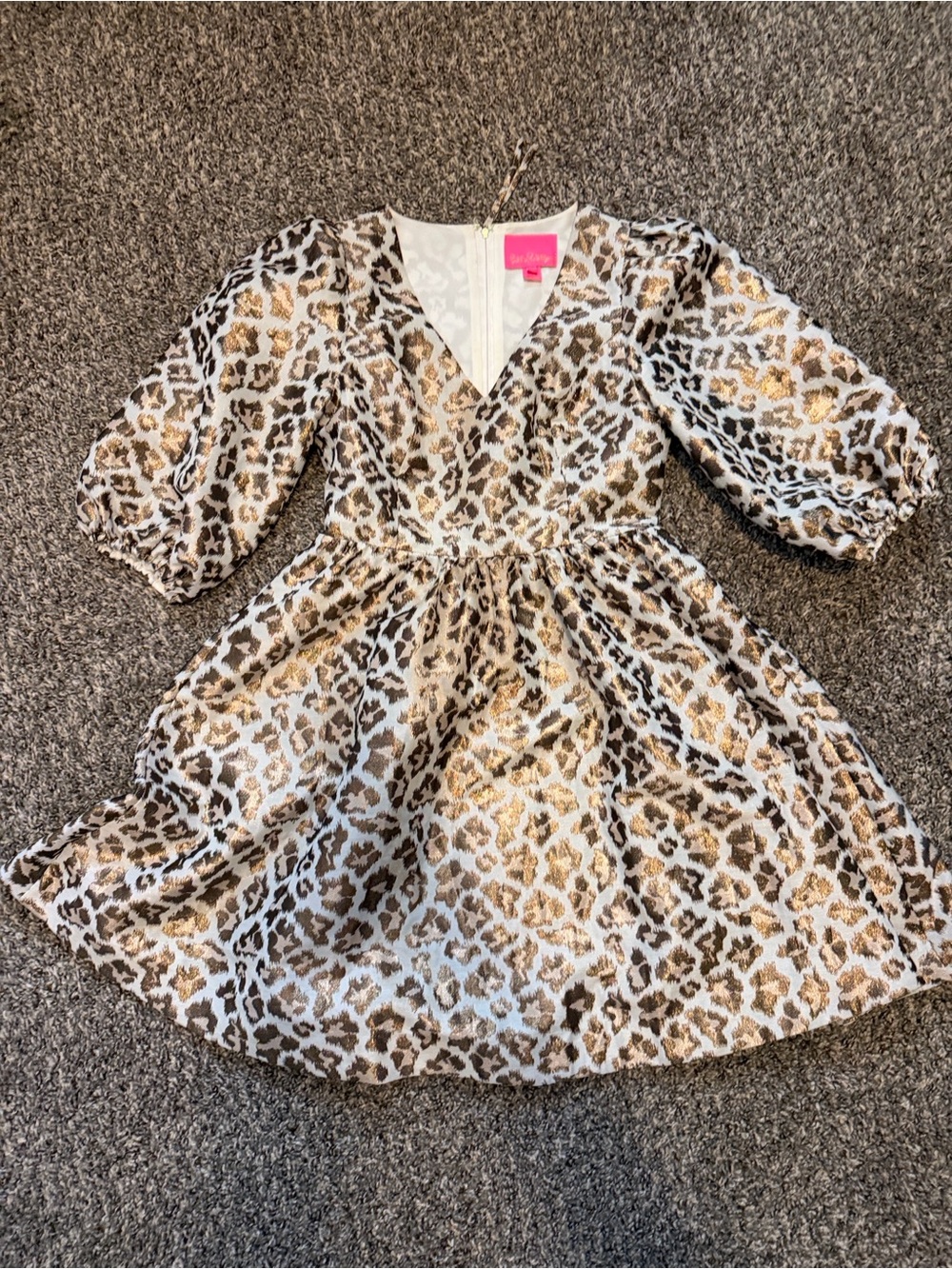 Lily Pulitzer Calyssa Leopard Puff Sleeve Dress SZ S